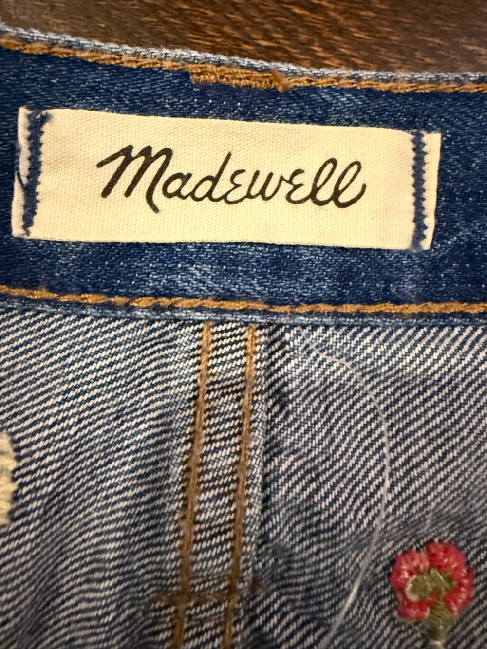 Madewell Confetti Floral Embroidered Denim A-Line Mini Skirt Size 28 - Picture 6 of 14